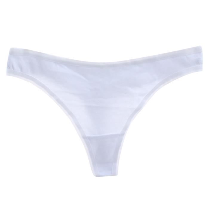 String Blanc String Tanga Pour Femme de couleur unie de mode de extensible doux ...