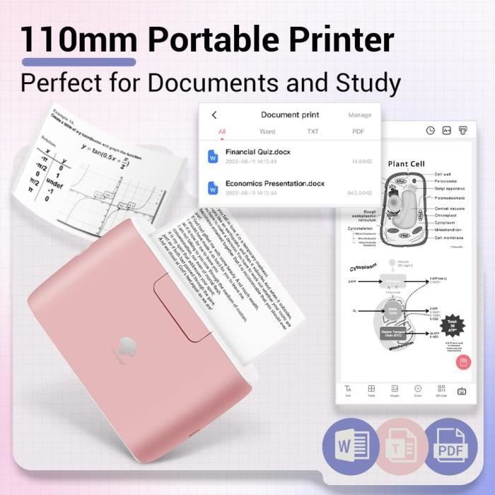 Phomemo M04S 110mm Mini Imprimante Portable - Imprimante Thermique de Poche  Bluetooth, Largeur d'impression 53-80-110mm, 304dpi,21 - Cdiscount  Informatique