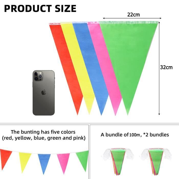 Guirlande De Fanions Extérieur Cnmtcco Lot De 3 - 4 Métres Arc-en-Ciel Pour Fêtes Et Décorations