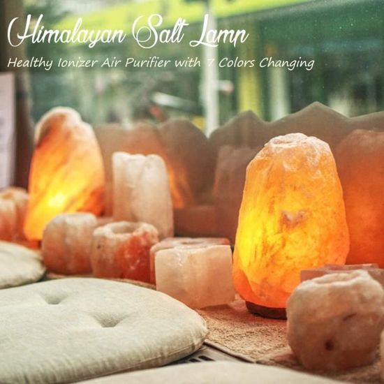 Lampe de sel de roche de l'Himalaya-Original Crystal Natural Himalayan Lamp  Purificateur d'air avec 7 couleurs changeantes Ampoule - Cdiscount Maison