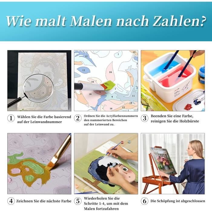 Kit Peinture Par Numéros Adulte Et Enfant - Toile 40x50 Cm, 24 Couleurs Acryliques, 3 Pinceaux - Détente Et Décoration