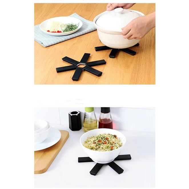 Lot De 4 Dessous De Plat En Silicone Épais Pliable – Résistant à 230°C, Design X Antidérapant, Noir Et Gris – Protection Table Cuisine