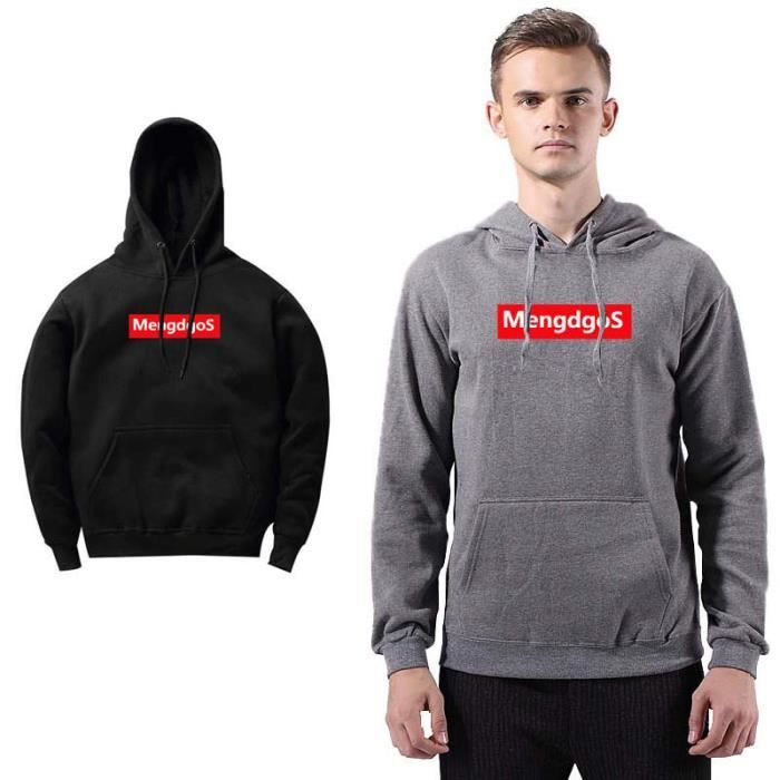 Sweatshirt unisexe de Marque luxe amples Coton A capuche Epais chaud Impression de lettre pull Vetement Masculin Noir