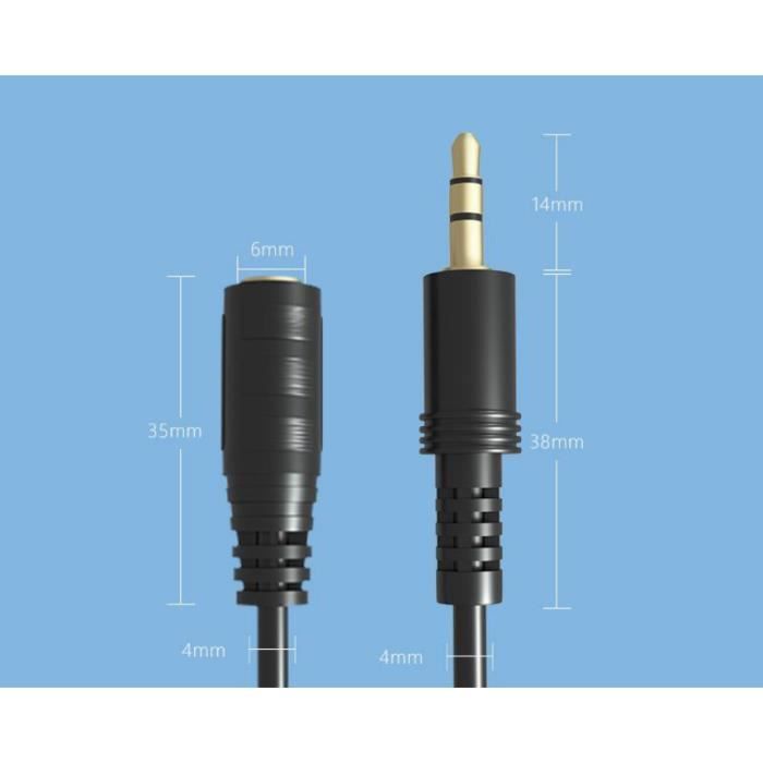 3 Mètres Câble d'extension Audio Jack 3.5mm Rallonge Prise Jack