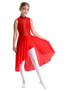 Robe De Danse Latine Enfant Fille à Franges Paillettes - Jazz Tango Hip Hop - Gants Inclus - 5-16 Ans