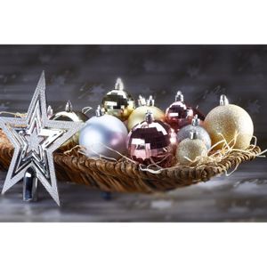 16 Boules De Noël Incassables En Plastique Doré 6cm - Déco Sapin Réutilisable, étoile Ajourée - 6