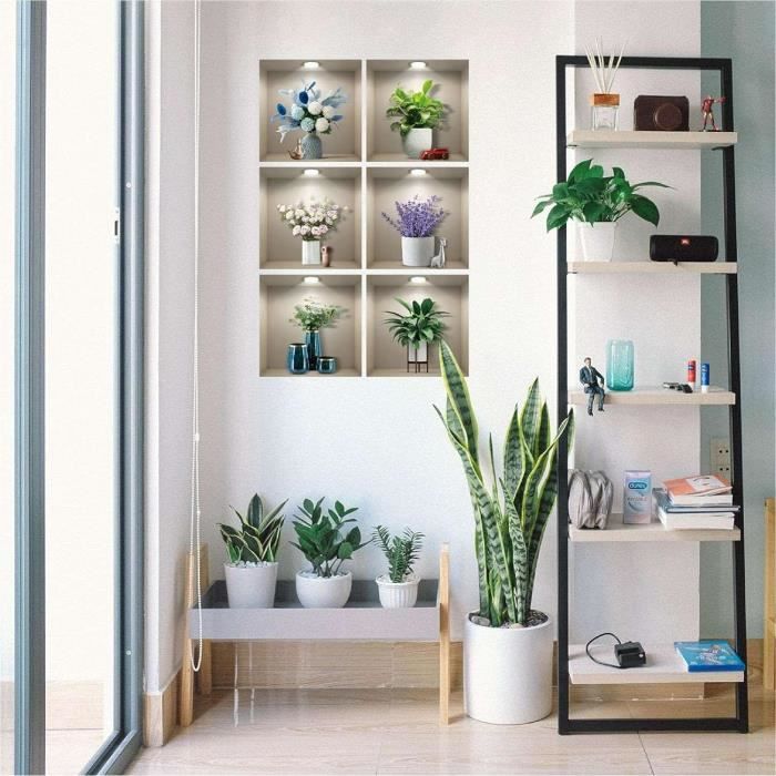 Lot De 6 Stickers Muraux Effet 3D-Vase-Autocollant 3D-Avec Fleurs, Plantes  Vertes, Arbre Bonsaï-Pour Chambre À Couch[x1112] - Cdiscount Maison