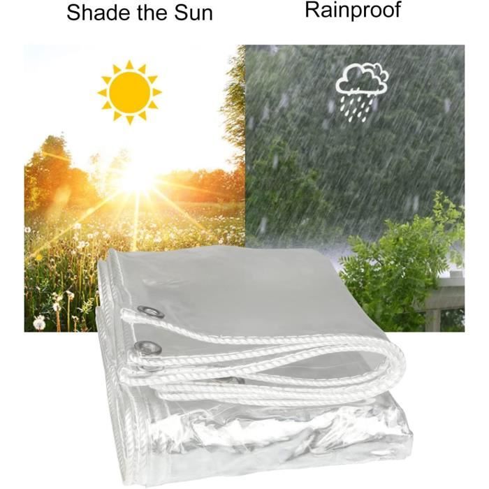 Bâche Transparente avec Oeillets Bâche de Protection Imperméable 380g/m²  PVC Protection de Vent Pluie Soleil pour Serre Jardin Pergola