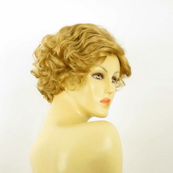 Perruque Courte Blonde MAIA - Blond Doré Méché Très Clair - 35cm - Synthétique - Raie Libre