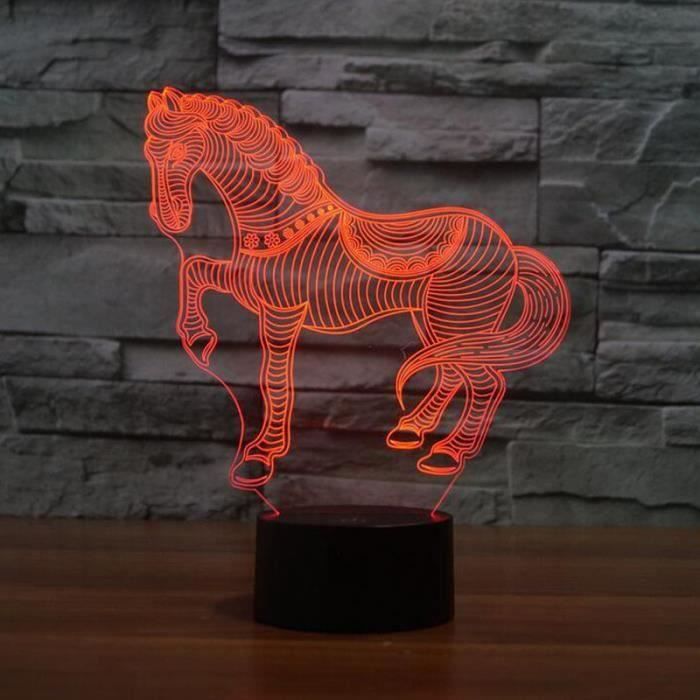 Breeze-Lampe Cheval 3D en forme Night Light - 7 couleurs