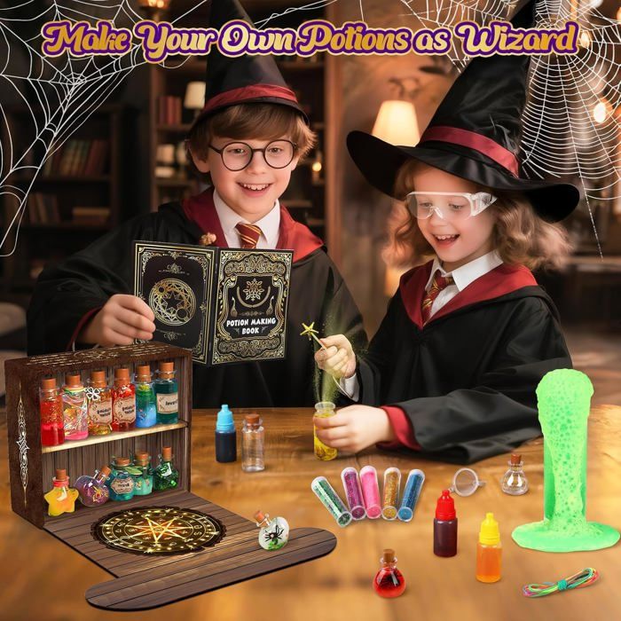 KENPOJO Kit Potion Magique - 20 Recettes, Chaudron Inclus, Activité Créative Filles 6-12 Ans, Cadeau Anniversaire