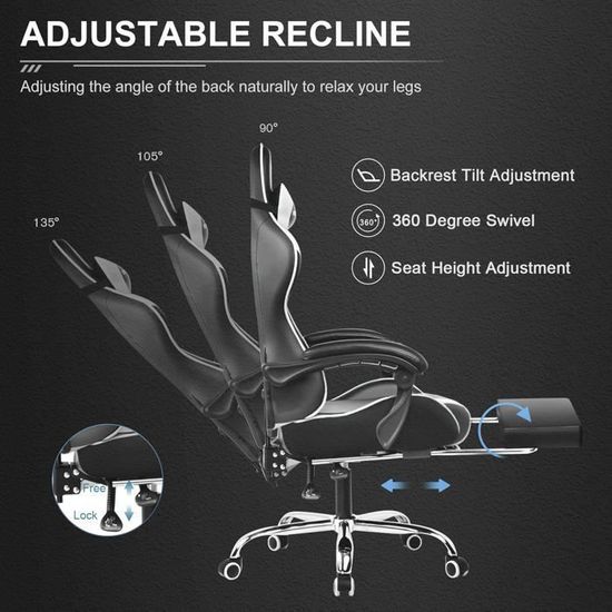 ALFORDSON LED Chaise Gaming, Siege Gaming avec Massage 8 Points, Fauteuil de Gaming Pivotant ALFORDSON LED Chaise Gaming, Siege Gaming avec Massage 8 Points, Fauteuil de Gaming Pivotant