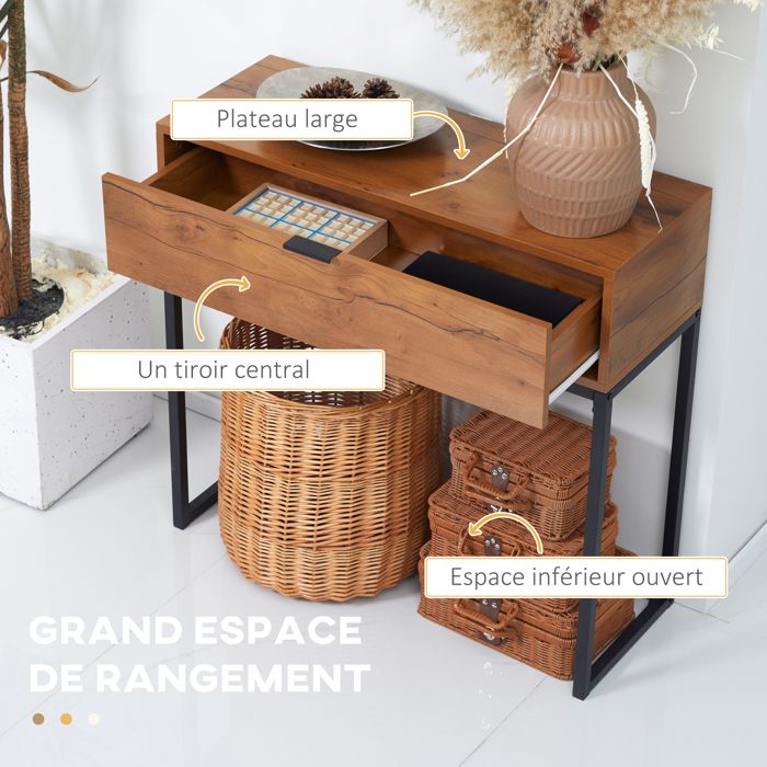 HOMCOM Consoletafel met 2 planken, hoogte verstelbaar, gangtafel, moderne stijl, zwart