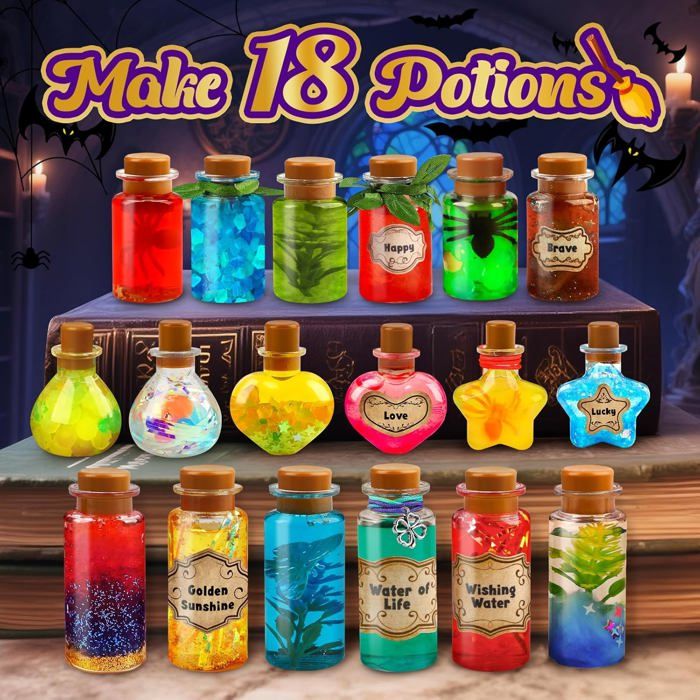 Subtail Potion Magique Enfant – Kit De 22 Bouteilles Et 5 Recettes – Activité Créative Dès 6 Ans – Cadeau Fille Garçon 6-12 Ans