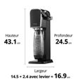 SodaStream ART Machine à Eau Pétillante - Pack 1 Bouteille 1L Compatible Lave-Vaisselle + 1 Recharge de Gaz 60L à Clipser - Noire-6