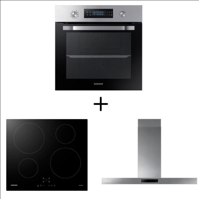 SAMSUNG NV64R3571BS Four TWIN CONVECTION™ + NZ64M3NM1BB/UR - Plaque de cuisson + NK36M5060SS/UR - hotte murale Pack encastrable