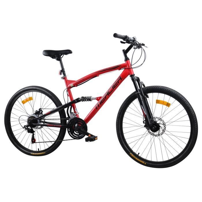 MERCIER Vélo VTT 26 - Homme 18 vitesses Acier double disque Rouge