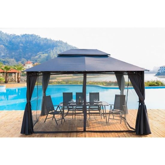 Tonnelle De Jardin 3x4xh 2 85m Structure Acier Aluminium