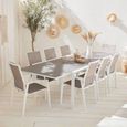Salon de jardin table extensible - Washington Taupe - Table en aluminium 200/300cm. plateau en verre dépoli. rallonge et 8 fauteuils-0