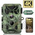 Caméra de chasse CAMPARK T100 4K 30MP avec WIFI, Bluetooth et vision nocturne activée IP66-0