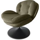 Fauteuil - ATHM DESIGN - RONDO - Velours - Vert Kaki - Pieds Métal Noir