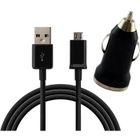 Câble USB et Chargeur Voiture - PHONILLICO - Compatible Huawei HONOR 8X - 1M - Noir - Flexible