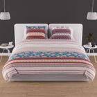 Parure housse de couette en coton 57 fils/cm2 260x240 cm JAIPUR bleu, par Soleil d'Ocre