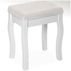 TABOURET - TECTAKE - Tabouret pour coiffeuse table de maquillage souple et bien rembourré pieds en bois 40 x 30 x 51 cm - Blanc