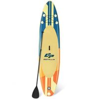 GYMAX Stand Up Paddle Board Gonflable 320X76X15CM, Charge 130KG, Planche de Surf avec 5 Anneaux en D, Corde à Pied, Pagaie Réglable