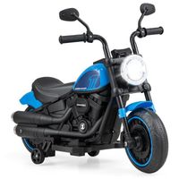 COSTWAY Moto Électrique Enfant 6V 4,5AH - Phare LED, 2 Roues Auxiliaire, Charge 25 KG - Enfants 18 Mois+ - Bleu