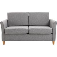 Canapé 2 places design scandinave dim. 141L x 65l x 78H cm pieds bois massif tissu lin gris chiné