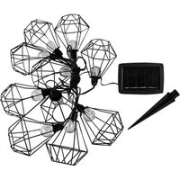 Guirlande lumineuse solaire acier cage diamant 10 ampoules rondes LED blanc chaud MILY 3.90m