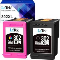 302 XL Cartouches d'encre Remanufacturées LXTEX 2 Pack Remplacement pour HP 302/302XL pour DeskJet 1110 2130 2134 3630 3632 3634