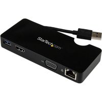 StarTech.com Mini station daccueil USB 3.0 universelle pour ordinateur portable avec HDMI ou VGA, Gigabit Ethernet, USB 3.0 (