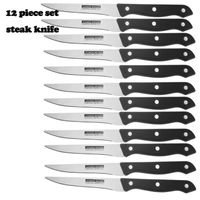 12 Pièces Set Couteaux de Cuisine couperet  Couteaux Couteau à steak fruit légume pain couteaux à steak en acier inoxydable-001