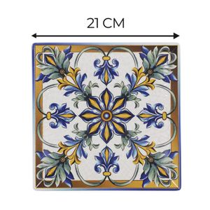 Lot De 6 Assiettes Marocaines Cocema De Fès – 20 Cm, Porcelaine, Décor Paon Turquoise
