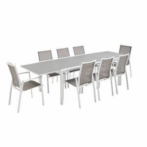 Ensemble table et chaise de jardin Salon de jardin table extensible - Washington Taup