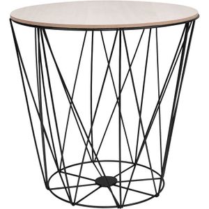 TABLE BASSE Table d'appoint ronde en fil métallique - Springos - 35 x 35 cm - Noir - Style industriel