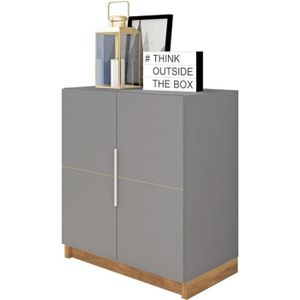 ARMOIRE DE CHAMBRE Armoire Basse 2 Portes Gris Mat - Caemmum - Chambr