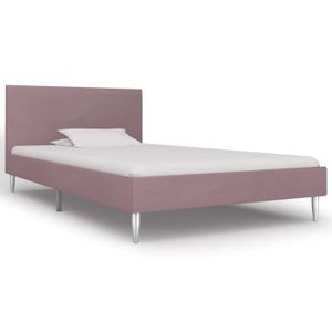 IDMarket Lit Double scandinave Oslo 140x190 CM Tissu Rose Clair Effet Velours