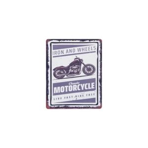 Plaque Métal Déco Vintage - Moto Indian Custom Approved (20x30cm