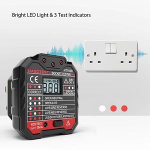 D/étecteur de prise de courant Meterk/® Testeur de prise /électrique RCD D/étecteur de Circuit D/étecteur de Polarit/é pour le Test de Polarit/é des Fils de phase de Z/éro et de Terre