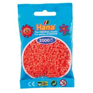 JEU DE PERLE Á REPASSER Perles mini rouges pastel Hama - 2000 perles Ø2,5m