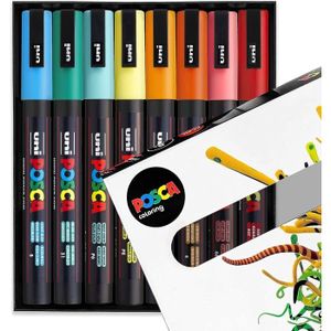 MARQUEUR Posca Marqueur peinture PC-3M 0,9-1,3 mm - Tons d'été Lot de 8 stylos dans une boîte cadeau, multicolore81