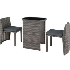 Table De Jardin En Resine Tressee Avec Chaise Encastrable Achat