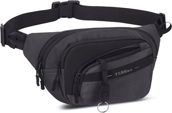 Sac Banane Sport 6 Poches Zippées - Sangle Réglable - Sacoche Taille Homme Femme Pour Randonnée, Cyclisme, Jogging - Bleu