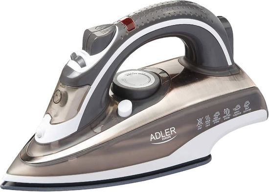 Centrale Vapeur Adler AD 5030 - 3000 W, Semelle Céramique, Réservoir 0,31 L - Fonction Autonettoyante - Marron/gris/blanc
