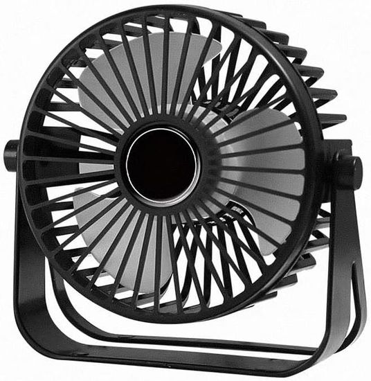 Koonie Petit ventilateur USB ultra silencieux à vent fort - Inclinaison à 220° - 3 vitesses réglables - USB-C - Ventilateur personnel alimenté par câble - Pour bureau à domicile - Noir