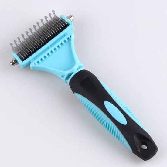 Peigne Brosse Double Face Inox Pour Chien Et Chat – Toilettage Démêlant, Bleu