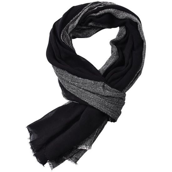 Écharpe homme châle automne et hiver couleur contrastée foulard  hommes climatisation écharpe Noir